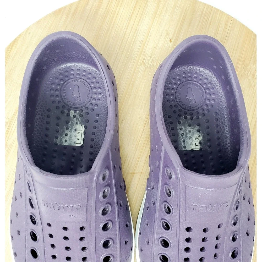 Native Jefferson Shoes Kids 9 Girls Boys Dark Purple Slip On Sandal Play School